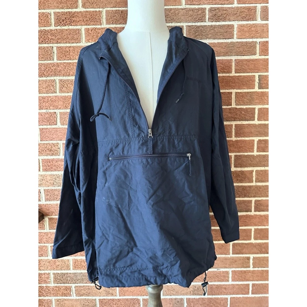 Sportmaster 131 Navy Blue Half Zip Anorak Windbreaker Jacket Hooded Mens XL
